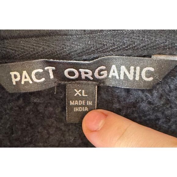 Pact Organic Zip Up Charcoal Fleece Hoodie Sweatshirt Charcoal Women's XL - Picture 4 of 9